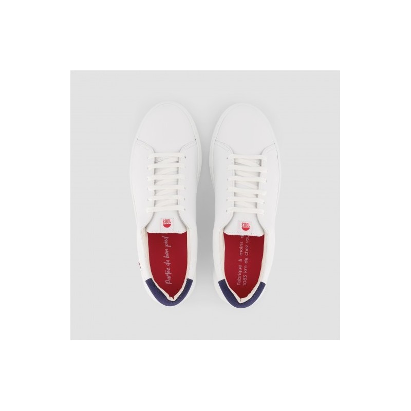 Sneakers blanches modèle 912 Marque 1083 en cuir de vachette