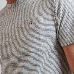 T-shirt Olonne Coloris : rayé beige et gris  Marque FAGUO en coton biologique