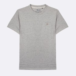 T-shirt Olonne Coloris : rayé beige et gris  Marque FAGUO en coton biologique