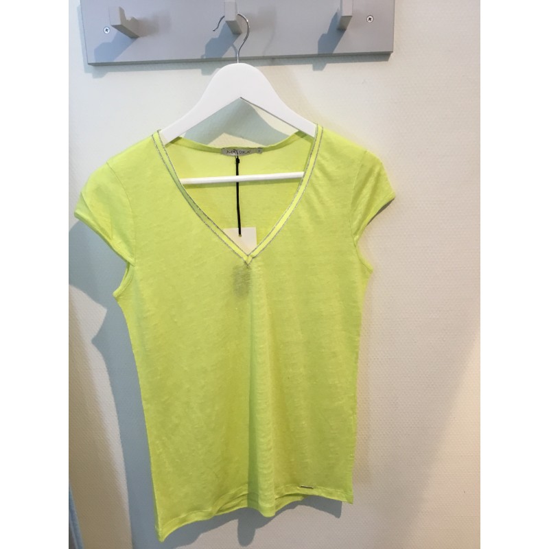 T-shirt en lin col V modèle Marilou Marque MALOKA Fabriqué au Portugal