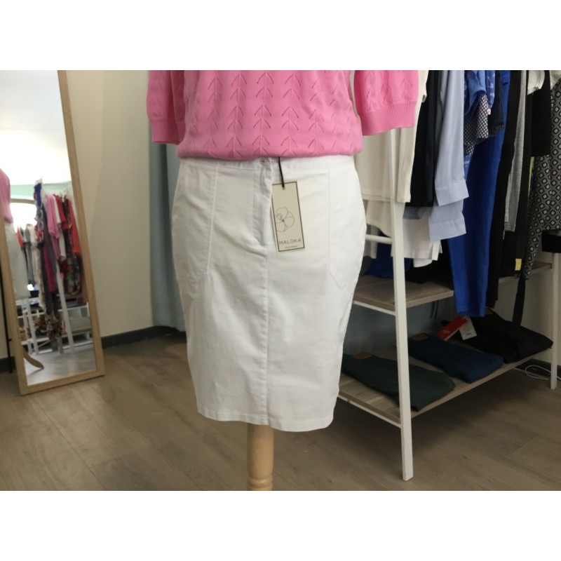 Jupe en coton stretch modèle Zahara Marque Maloka couleur blanc
