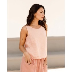 Ithaka Crop top débardeur en Lin couleur Pêche marque MagicLinen