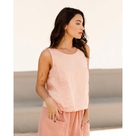 Ithaka Crop top débardeur en Lin couleur Pêche marque MagicLinen