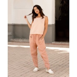 Ithaka Crop top débardeur en Lin couleur Pêche marque MagicLinen