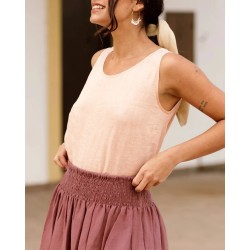 Ithaka Crop top débardeur en Lin couleur Pêche marque MagicLinen