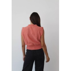 Gilet sans manche avec un motif rétro Modèle Donatello Coloris Corail Marque Tenné Fabriqué en Italie