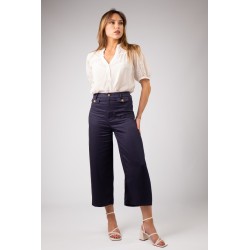 Pantalon large et fluide bleu marine modèle Jem Marque Zibi London en Lyocell Lenzing