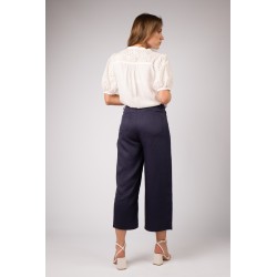 Pantalon large et fluide bleu marine modèle Jem Marque Zibi London en Lyocell Lenzing