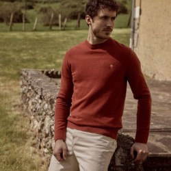 Pull col rond en laine majoritaire Modèle Marly Marque Faguo en laine et polyamide Fabriqué au Maroc