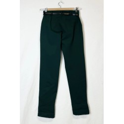 Pantalon slim vert bouteille en viscose et polyester fabriqué en Italie