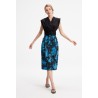 Jupe crayon chic et confortable Marque SMART&JOY bleu et noir en coton
