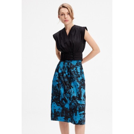 Jupe crayon chic et confortable Marque SMART&JOY bleu et noir en coton