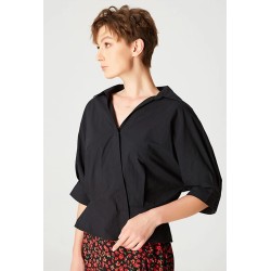 Chemisier noir manche courte col croisé chic et moderne Marque SMART&JOY noir en coton