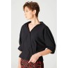 Chemisier noir manche courte col croisé chic et moderne Marque SMART&JOY noir en coton