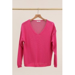 PULL COL V EN MAILLE 100% COTON FABRIQUE EN ITALIE