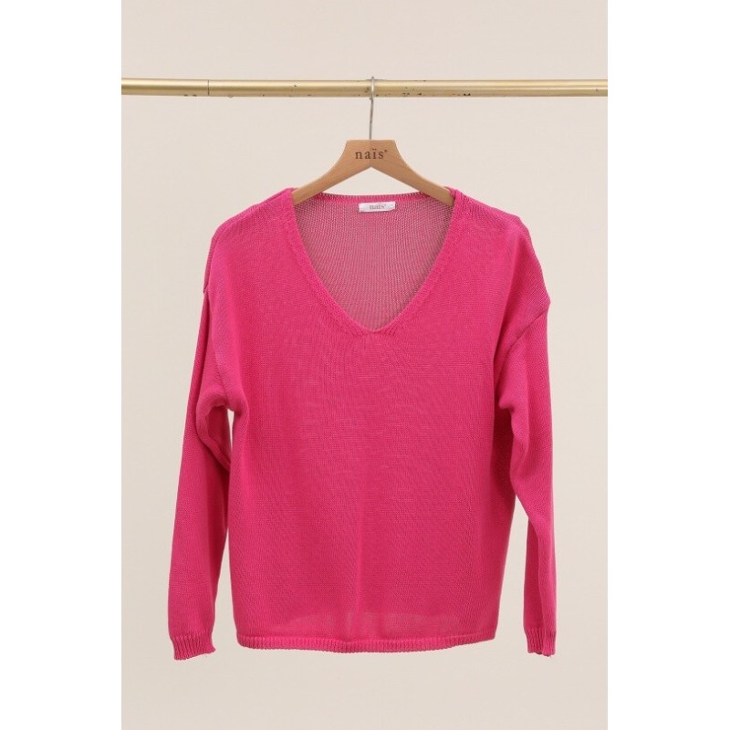PULL COL V EN MAILLE 100% COTON FABRIQUE EN ITALIE PULL COL V EN MAILLE 100% COTON FABRIQUE EN ITALIE