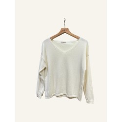 PULL COL V EN MAILLE 100% COTON FABRIQUE EN ITALIE
