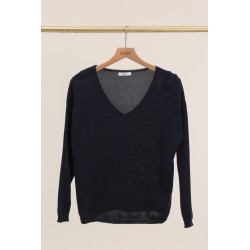 PULL COL V EN MAILLE 100% COTON FABRIQUE EN ITALIE