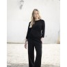 Pull noir manche 3/4 strass