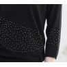 Pull noir manche 3/4 strass