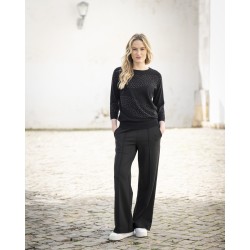 Pull noir manche 3/4 strass