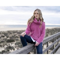 Pull col boule maille poilue marque Marble en polyester et polyamide