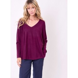 Pull col V tricot fin oversize modèle Lana Marque La Fiancée