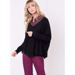 Pull col V tricot fin oversize modèle Lana Marque La Fiancée
