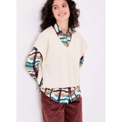 Pull sans manche col V tricot fin modèle Satinka Marque La Fiancée