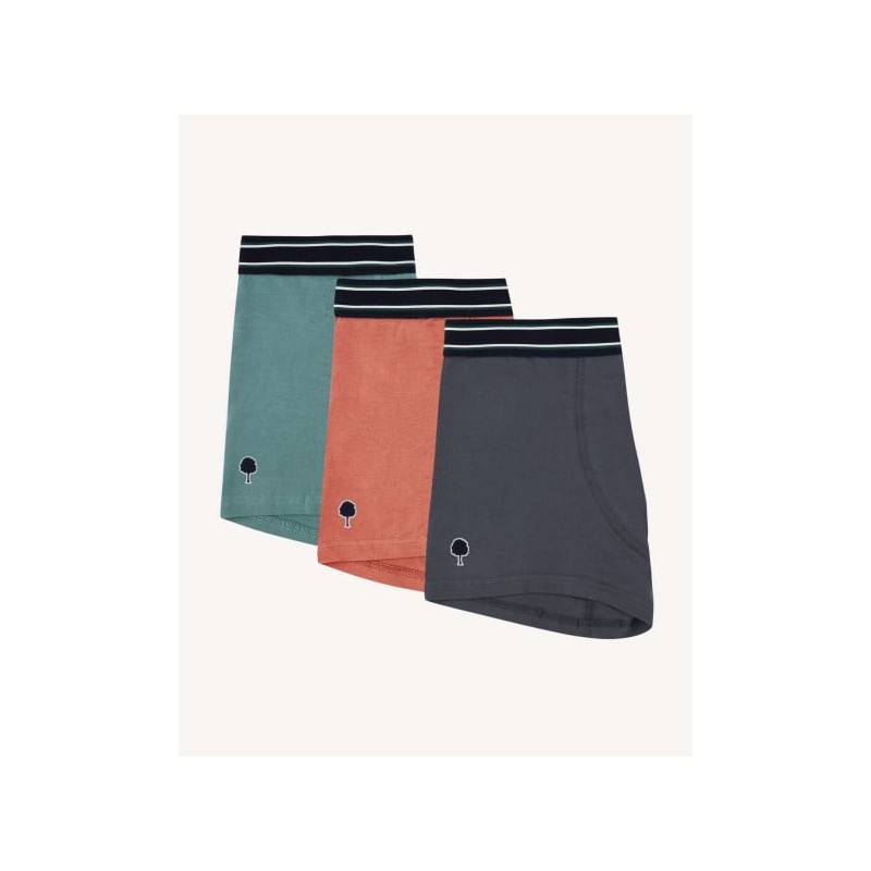 Lot de 3 boxers logo Arbre Marque FAGUO en coton bio et coton recyclé
