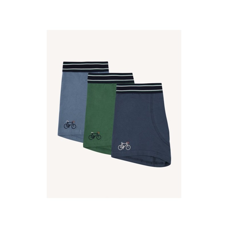 Lot de 3 boxers logo Vélo Marque FAGUO en coton bio et coton recyclé