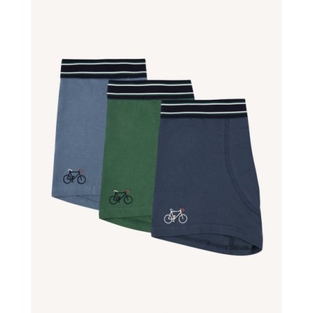 Lot de 3 boxers logo Vélo Marque FAGUO en coton bio et coton recyclé