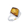 bague argent rhodie 925/1000 ambre cognac opalook