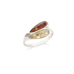 Bague Argent Ambre cognac...