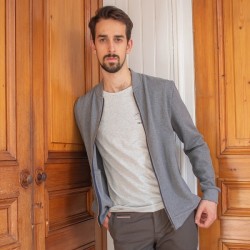 GILET PEDRO MAILLE PIQUE GRIS