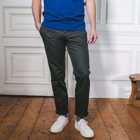 Chino modèle Carlos couleur kaki Marque Gentle Factory coton biologique Made in France