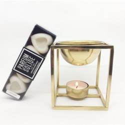 Coffret de 4 cœurs à brûler à la cire végétale parfum Fève Tonka Made in France Marque Autour du Parfum