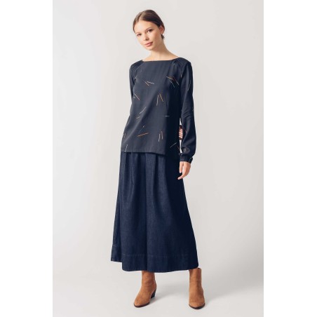 Blouse manche longue Modèle LAPIA Marque SKFK en Tencel et Viscose